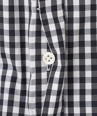 J.PRESS LADIES 【洗える・接触冷感・UVカット】エステネージュストライプ バンドカラーブラウス ホワイト×ネイビーギンガム系3