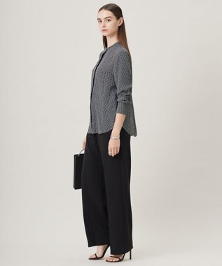 ICB L 【洗える】ミリオーネダンボールニット ワイドストレートパンツ ブラック系