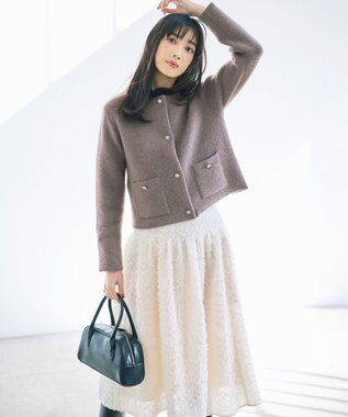 組曲 S 【加藤ローサさん着用】フラッフィーファーニット ジャケット ブラウン系