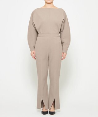 uncrave プリーツリブ スリットパンツ グレージュ