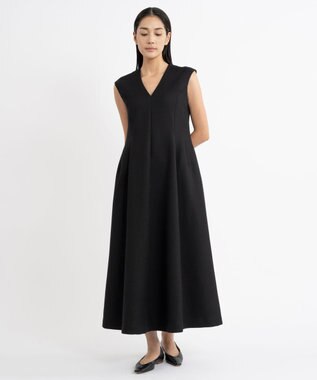 23区 S 【エステータ】ウールダブルジョーゼット ドレス ブラック系