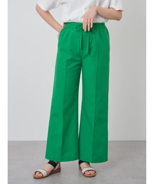 Green Parks 綿麻混イージーワイドパンツ