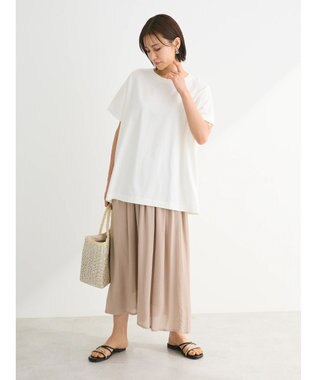 Green Parks インド綿 フレンチスリーブ前後差カットプルオーバー Off White