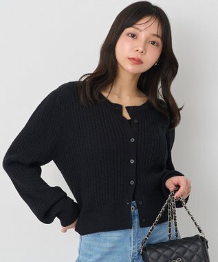 earth music&ecology ミニケーブルコンパクトカーディガン Black