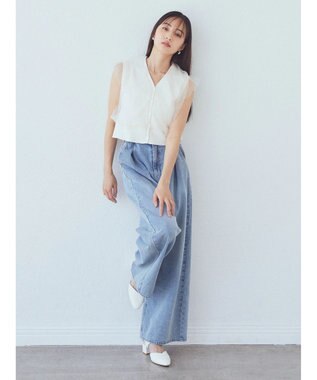 earth music&ecology チュールドッキングノースリカーディガン Off White