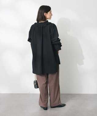 CRAFT STANDARD BOUTIQUE デシンフリル刺繍スリーブブラウス Black