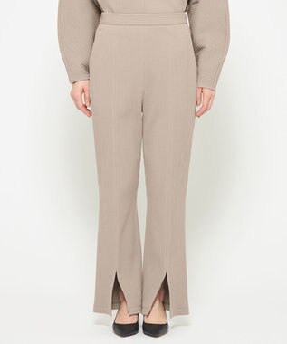 uncrave プリーツリブ スリットパンツ グレージュ