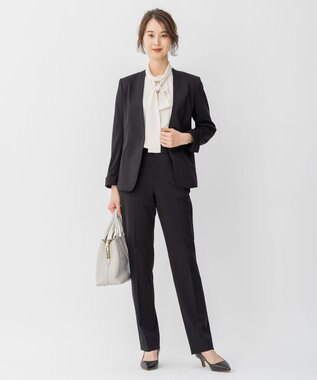 自由区 L 【洗える】WASHABLEPONTE テーパードパンツ ブラック系