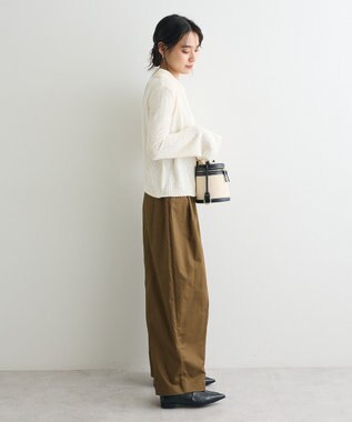 CRAFT STANDARD BOUTIQUE ブークレヤーン衿付きニットカーディガン Ivory
