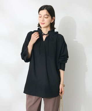 CRAFT STANDARD BOUTIQUE デシンフリル刺繍スリーブブラウス Black