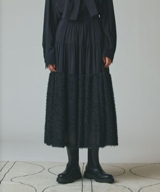 GRACE CONTINENTAL フェザージャガードコンビスカート ブラック