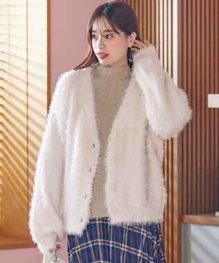 Tiaclasse 【洗える】シャギーニットカーディガン アイボリー