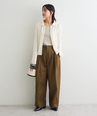 CRAFT STANDARD BOUTIQUE ブークレヤーン衿付きニットカーディガン Ivory