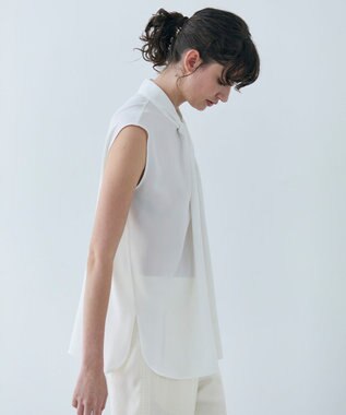 BEIGE， ANITA / ノースリーブタックブラウス White