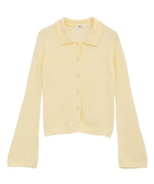 CRAFT STANDARD BOUTIQUE ブークレヤーン衿付きニットカーディガン Light Yellow