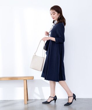 Tiaclasse 【ダブルクロス・洗える】ラインワンピース ネイビー