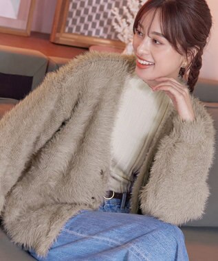 Tiaclasse 【洗える】シャギーニットカーディガン ベージュ