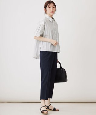 ANY SIS S 【洗える】クロップド シャツ オフベースストライプ