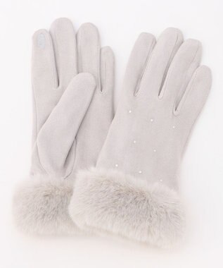 ANY SIS シャインストーン グローブ ライトグレー