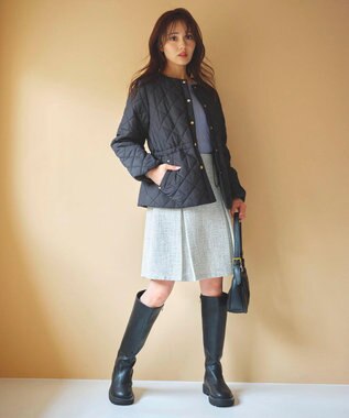 Feroux 【セットアップ対応】ツイードミニ スカート ホワイト系