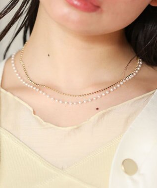 Green Parks ・ＨＡＬＦ　ＴＩＭＥ　パールチェーン２連ネックレス Gold