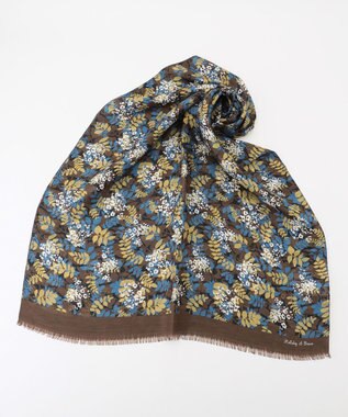 JOSEPH ABBOUD スモールリーフプリント ストール ダークブラウン系5