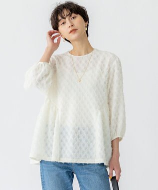 【洗える】シアーカットジャカード ブラウス