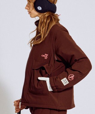 PW CIRCULUS 【撥水加工 / ストレッチ】【WOMEN】デタッチャブルキルティング中綿ブルゾン ゴルフウェア レディース ダークブラウン系
