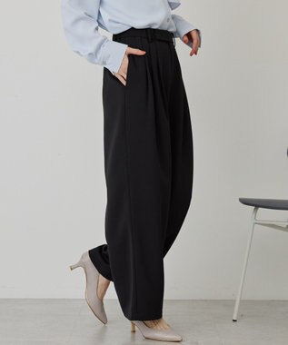 AMERICAN HOLIC 【イージーケア】タックストレートパンツ Black