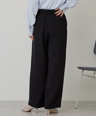 AMERICAN HOLIC 【イージーケア】タックストレートパンツ Black