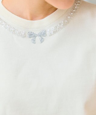 Feroux ビジューネックレスニット アイボリー系