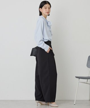 AMERICAN HOLIC 【イージーケア】タックストレートパンツ Black