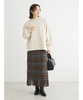 Green Parks 裏起毛ニットリブドッキングプルオーバー Light Beige