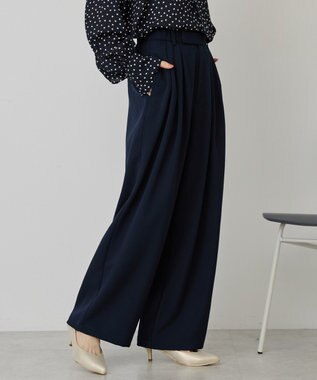 AMERICAN HOLIC 【イージーケア】タックストレートパンツ Navy