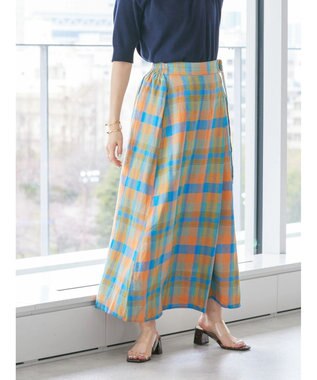 AMERICAN HOLIC ラップ風チェックスカート Orange