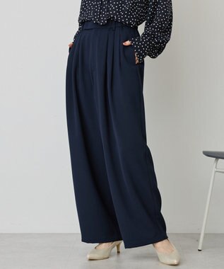 AMERICAN HOLIC 【イージーケア】タックストレートパンツ Navy