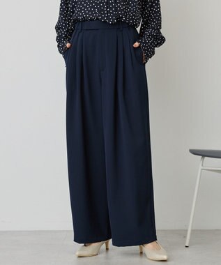 AMERICAN HOLIC 【イージーケア】タックストレートパンツ Navy