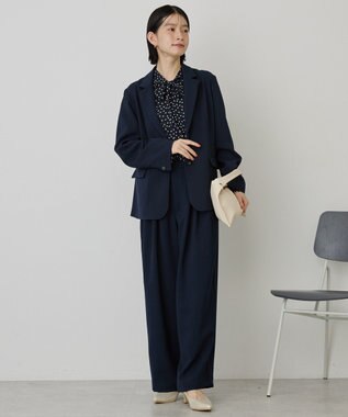 AMERICAN HOLIC 【イージーケア】タックストレートパンツ Navy