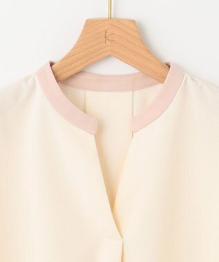 組曲 L 【洗える】バイカラージョーゼットスキッパー ブラウス アイボリー系