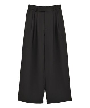 AMERICAN HOLIC 【イージーケア】タックストレートパンツ Black