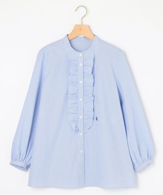 組曲 コンパクトシャーティング フリルブラウス スカイブルー系1