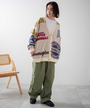 WEGO 【ユニセックス着用ITEM】オーバーフィットドライタッチパターンカーディガン 柄1