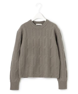 ICB L 【洗える】 ソフトカシミヤミックス 幾何学柄ニット アッシュカーキ系