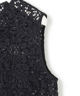 ICB L 【洗える】 ナイロンコードレース ブラウス ブラック系