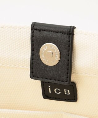 ICB ポーチ付き キャンバストート バッグ アイボリー系