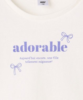 ANY KIDS 【一部店舗/WEB限定】【綿100%】プリント 半袖Tシャツ オフホワイト×ライン