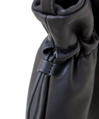 FOLNA RD ソフトレザー巾着ショルダーバッグ ブラック