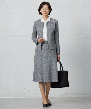 J.PRESS LADIES 【セットアップ対応】Light Tweed ノーカラー ジャケット ブラックMIX系6