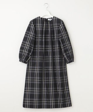 J.PRESS LADIES 【洗える】2/2綾 メモリーチェック ワンピース ブラック系3