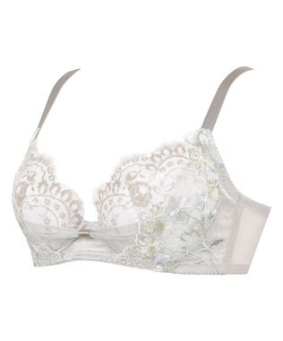 WACOAL 【リボンブラ】 【脇すっきり】 ブラジャー 脇高設計 着やせシルエット 動いても谷間をキープ ペアショーツあり レディース BRB413 /ワコール グレー